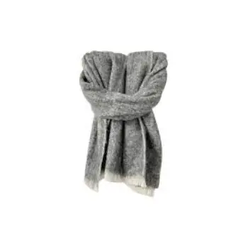 Contemporary Solid Grey Thick Woolen Winter Muffler Scarf